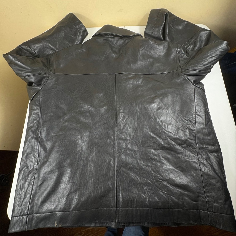 Vintage Lambskin Leather Jacket Mens 2XL Black Full Zip Minimalist - Picture 15 of 16